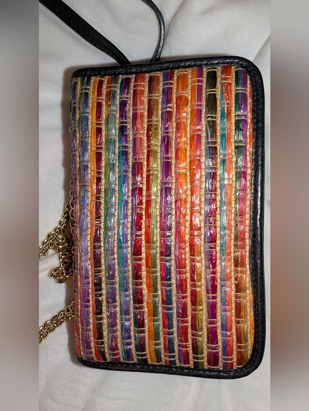 Henri Bendel Stripe Raffia Rainbow Crossbody Bag VGC - Picture 3 of 12